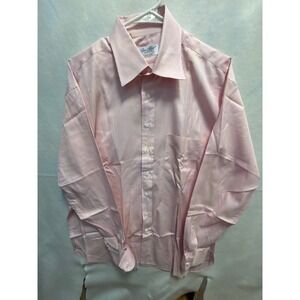 Ben Silver Charleston Fine Shirtings Pink Stripe Dress Shirt 17.5 35